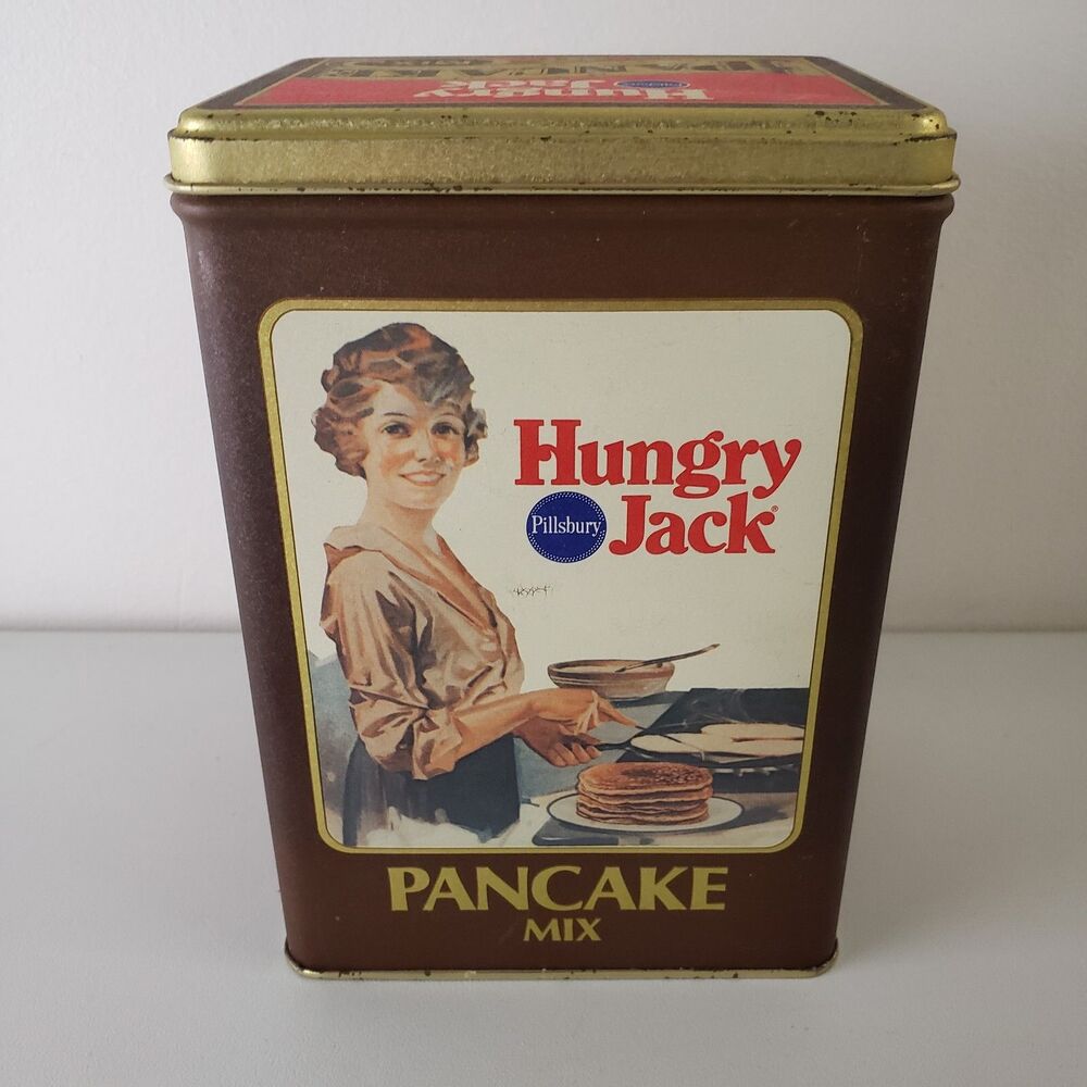 Vintage Pillsbury Hungry Jack Pancake Mix 32 oz Tin Canister 1984